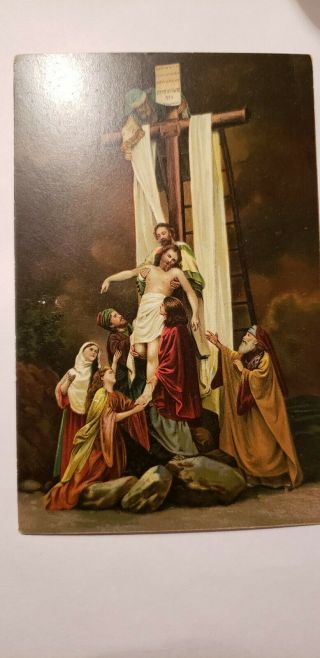Christ Being Taken Down From The Cross Vintage Postcard