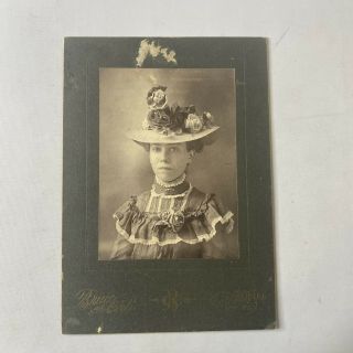 Woman With Large Hat Antique Cabinet Card Photo Texas Tx Marshall