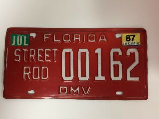 1987 Florida License Plate Street Rod Dmv 00162 Sunshine State Rare