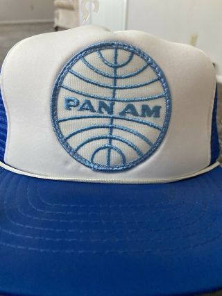 Rare Old Vintage Pan Am Airlines Cap Hat Adjust A Cap Snapback Meshback