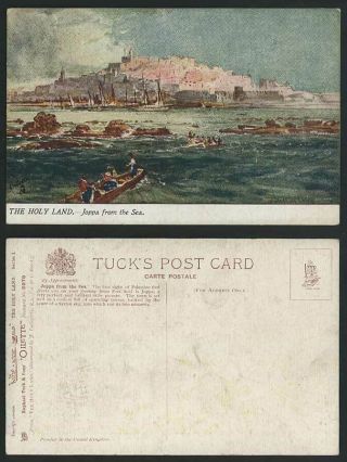 Palestine Joppa From The Sea J.  Fulleylove Artist Signed Old Tuck 