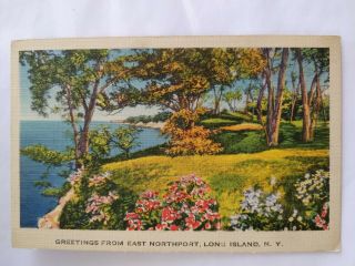 Greetings From East Northport Long Island York Vintage Postcard