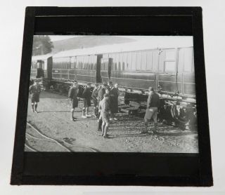 Vintage Glass B&w Magic Lantern Slide Scout Scouting Inspecting Train Carriages