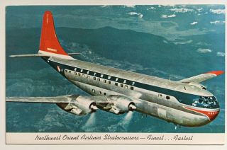 Vintage Postcard Northwest Orient Air Lines Airlines Stratocruiser Boeing Plane