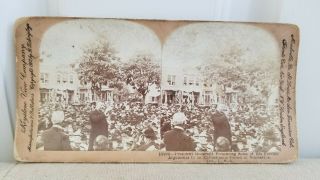 Antique Stereoscope/Stereoview Card Keystone Teddy Roosevelt Speech in Indiana 2