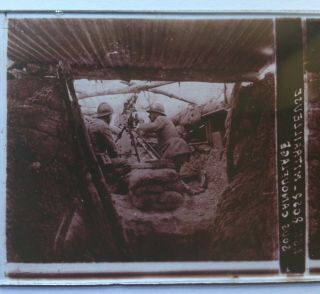 Rare Unusual Positive Glass Stereoview Photo Slide Wwi Soldier Trench Military