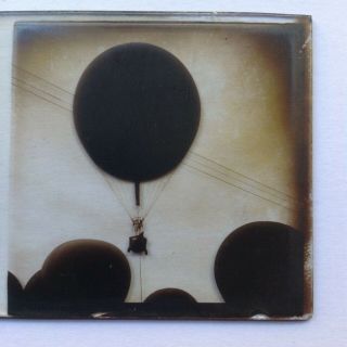Rare Unusual Positive Glass Stereoview Photo Slide Hot Air Balloon
