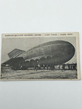 Vtg Postcard Paris Tennessee Barrage Balloon Training Center Tyson Ww2 Military