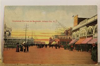 Jersey Nj Atlantic City Boardwalk Steeplechase Pier Postcard Old Vintage Pc