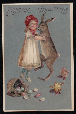 Vintage Antique Postcard Easter Greetings 1907