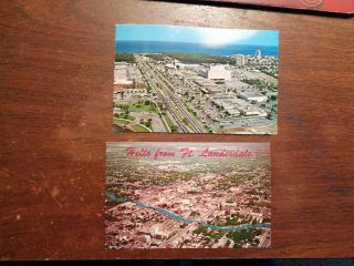 Vintage Florida,  Ft Lauderdale Postcards (2),  Aerial Views,  1 Posted,  1 Unposted