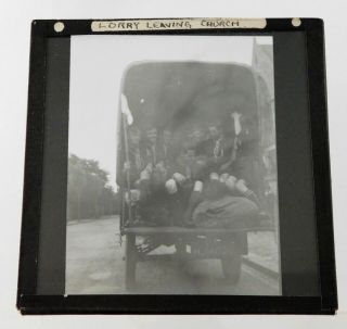 Vintage Glass B&w Magic Lantern Slide Scouts In Back Chelmsford Essex Reg Lorry