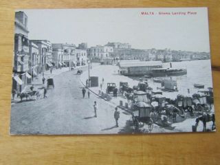 Malta Sliema Landing Place With Carriages Old Postcard