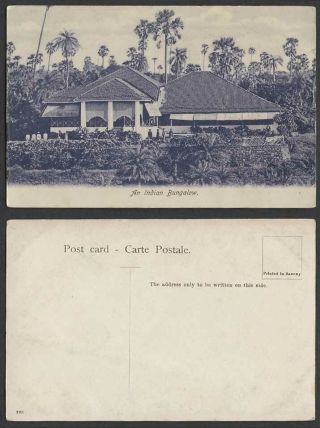 India Old Postcard An Indian Bungalow House Palm Trees No.  228 (british Indian)