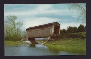 Old Vintage Postcard Of Covered Railroad Bridge East Shoreham Vermont Vt