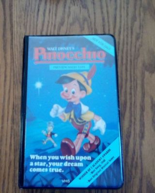 Walt Disney Pinocchio Vhs Preview Sales Demo Vhs Tape Rare Black Case 1985