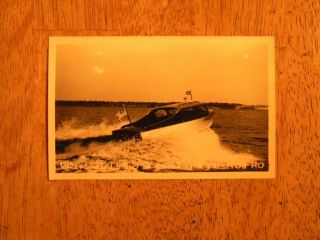 Real Photo Postcard Grand River Grove Ok Oklahoma Vintage Fishing Boating Boat