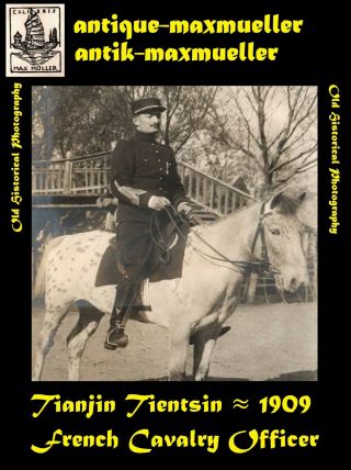 China Tianjin Tientsin French Cavalry Officer Troops 2x Orig Photos 1909