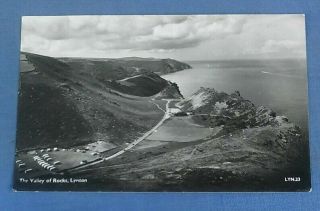 Vintage Real Photo Postcard The Valley Of Rocks Lynton Devon Posted 1957 (j1b)