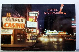Nevada Nv Reno Virginia Street Night Postcard Old Vintage Card View Standard Pc