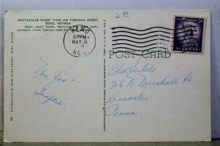 Nevada NV Reno Virginia Street Night Postcard Old Vintage Card View Standard PC 2