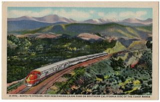 081920 Vintage Santa Fe Streamliner Train Descending Cajon Pass Ca Fred Harvey