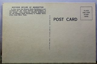 York NY NYC Empire State Building Midtown Skyline Postcard Old Vintage Card 2