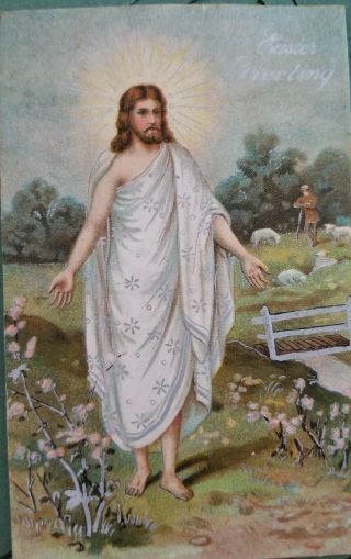 Vintage 1909 Easter Greetings - Jesus Postcard