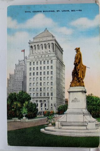 Missouri Mo St Louis Civil Courts Building Postcard Old Vintage Card View Postal
