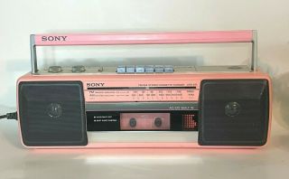 Vintage Pink Sony Sound Rider Cfs - 210 Boom Box Cassette Player Rare