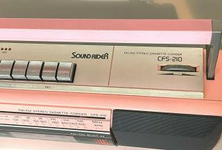 Vintage Pink Sony Sound Rider CFS - 210 Boom Box Cassette Player RARE 3