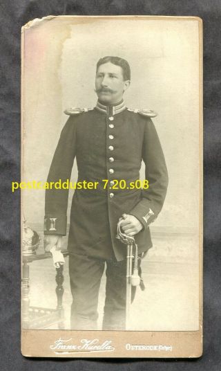 S08 - Germany 1900s Cabinet Photo Officer With Sword Sidearm Pickelhaube Osterode