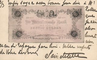 1902 Vintage Netherlands 60 Gulden Banknote Postcard - Red 5c Netherlands Stamp