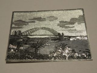 Vintage Postcard Sydney Harbour Bridge Australia Silver Foil Finish