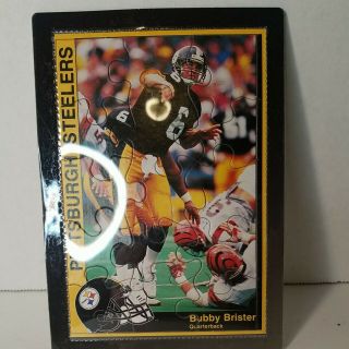 Vintage Bubby Brister Pittsburgh Steelers Green Leaf Puzzle Postcard 3.  5 " X 6.  5 "