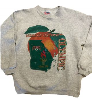 Vtg 90’s Rare Atlanta 1996 Olympics Games Sweatshirt Pullover Hanes Mens Medium
