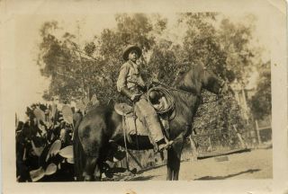 Serious Kid Cowboy Horse Fashion Cacti Fun Vintage Snapshot Photo
