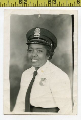Vintage 1960 Photo / Black Female Memphis Police Officer In Uniform With Badges