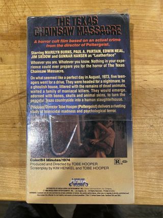 The Texas Chainsaw Massacre VHS 1974 Rare Vintage Horror Movie Cult Classic 2