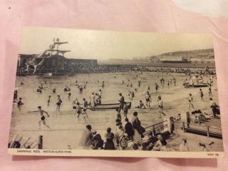 Weston Mare Swimming Pool Vintage Postcard