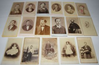 17 Antique 1860s Civil War Era Cdv Cabinet Photo Men Woman Children Baltimore Md