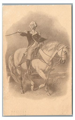 President George Washington On A Horse Vintage Patriotic Postcard