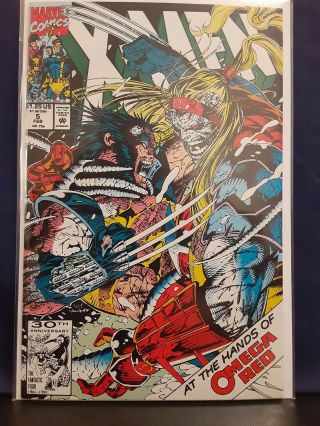 X - Men 5 Marvel,  1992 Jim Lee 1st App Maverick - 2nd Omega Red Nm 9.  4 Rare Key