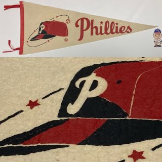 Rare 1960’s Philadelphia Fightin Phillies 11x29 Vintage Pennant Mlb Baseball