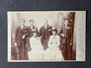 Victorian Photo: Cabinet Card: Group Elegant Ladies Gent Named Perdue: Southend