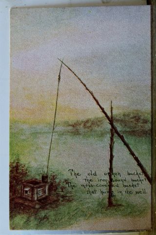 Art Moss Covered Oaken Bucket Well Postcard Old Vintage Card View Standard Post