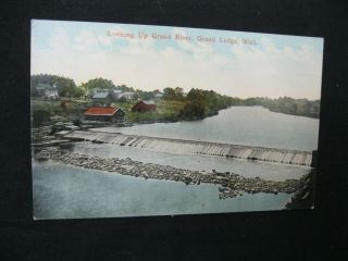 Great Vintage Real Photo Postcard Grand River Dam Grand Ledge Mi 32