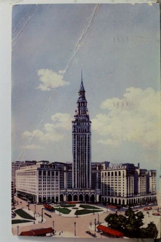 Ohio Oh Hotel Cleveland Terminal Tower Postcard Old Vintage Card View Standard