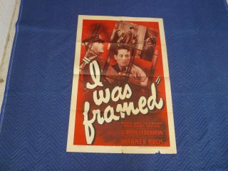 I Was Framed Orig.  1 - Sheet Film Noir Movie Poster - 1942 Vg.  Cond.  (rare)