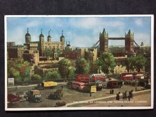 Rp Vintage Postcard - London T41 - Tower Of London & Tower Bridge - 1956